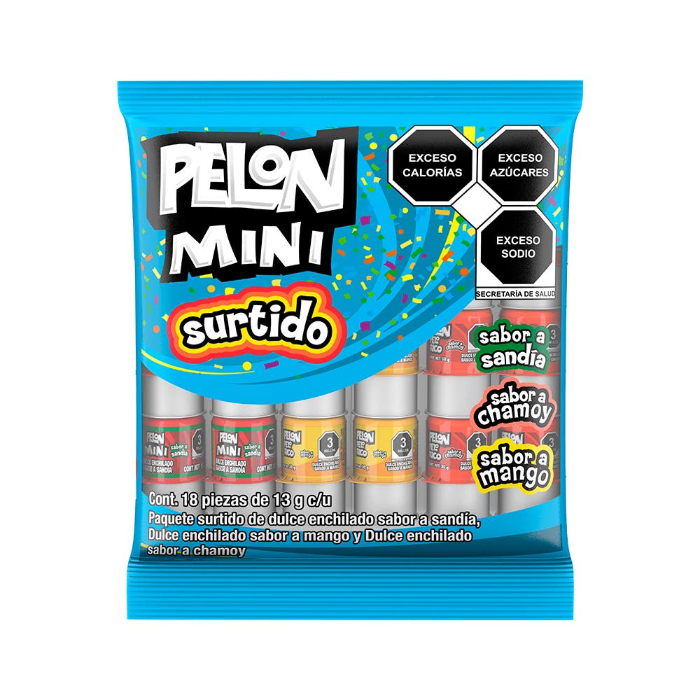 Mini Pelon Pelo Rico sabor Surtido 13g bolsa 18 piezas