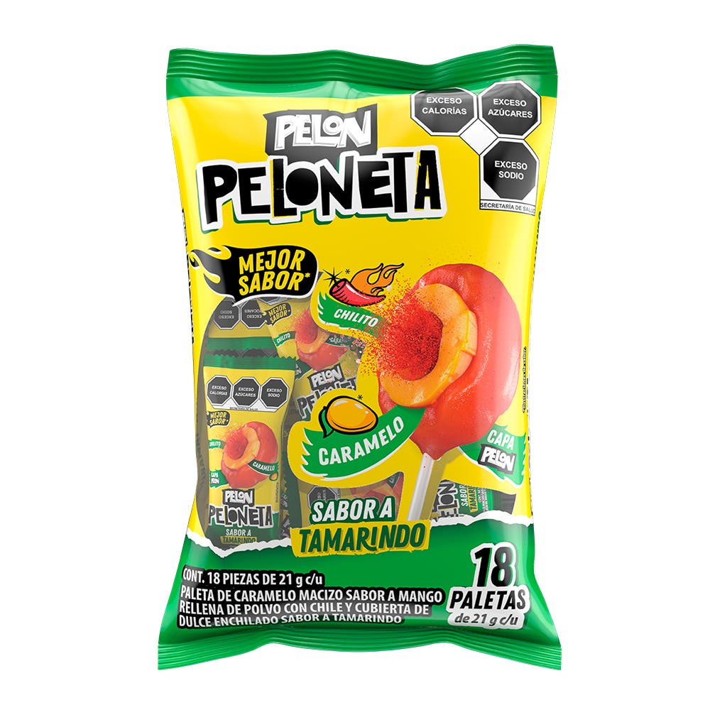Pelon Peloneta sabor Tamarindo 21g bolsa 18 piezas